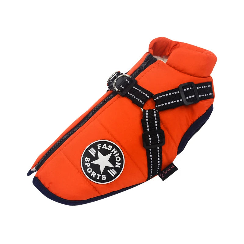 Winter Warm Waterproof Dog Jacket with Harness