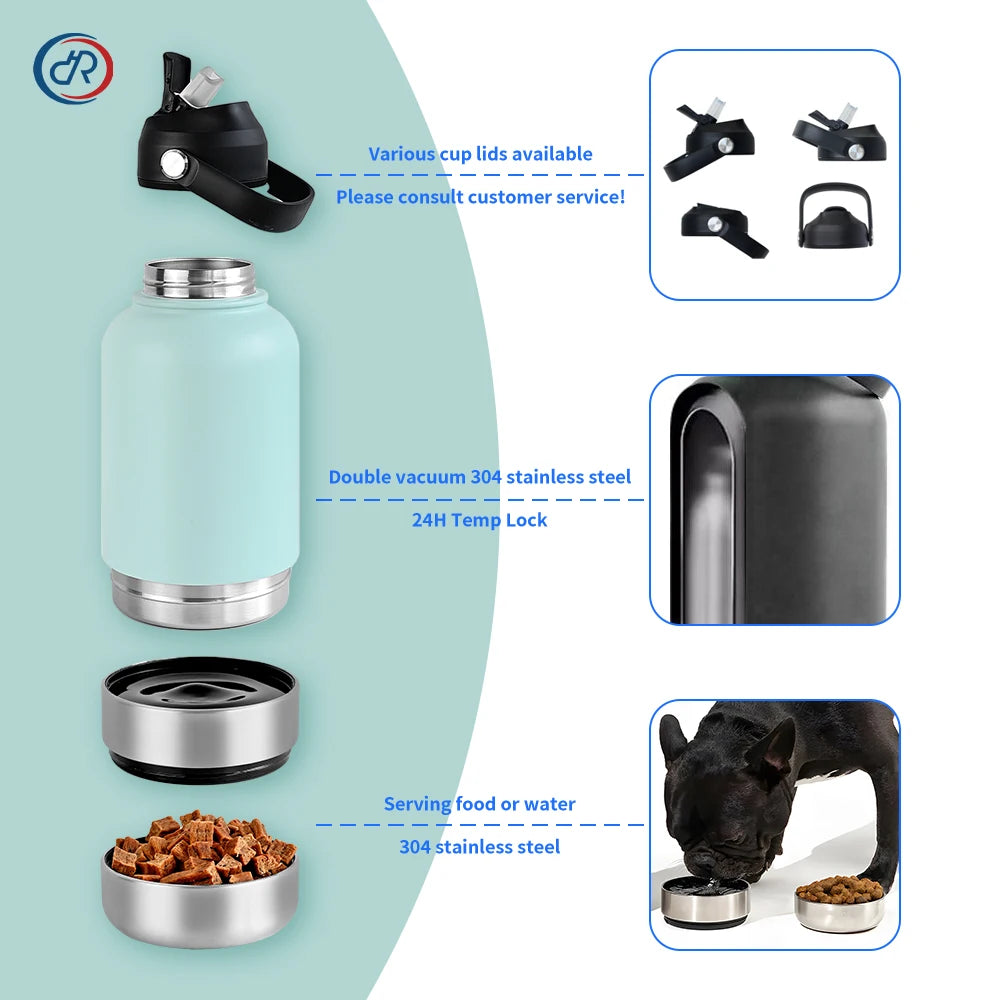 3 in 1 Stainless Steel Dog Travel Bottle 32oz