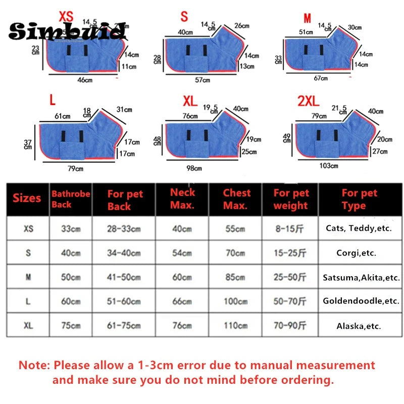 Pet Bathrobe Fast Drying Towel