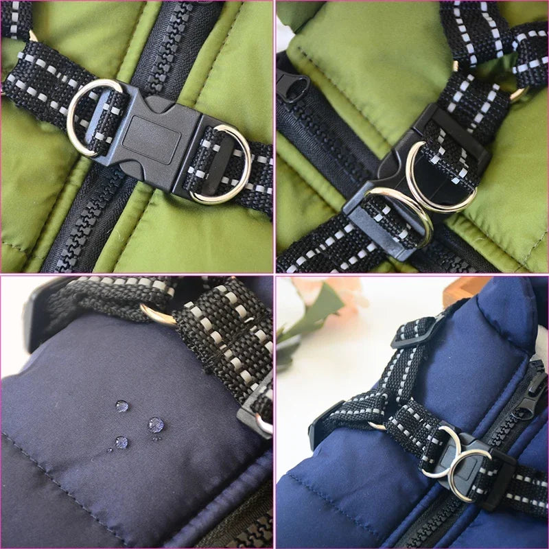 Winter Warm Waterproof Dog Jacket with Harness